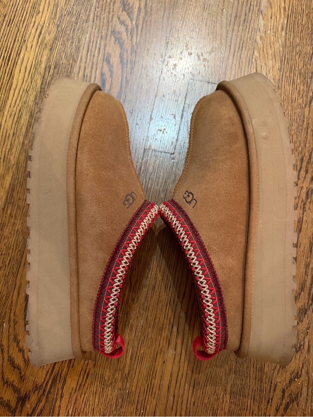 UGG Chestnut Tasman II Suede Slip-Ons with Red Accent Trim, 9 - Picture 11 of 13